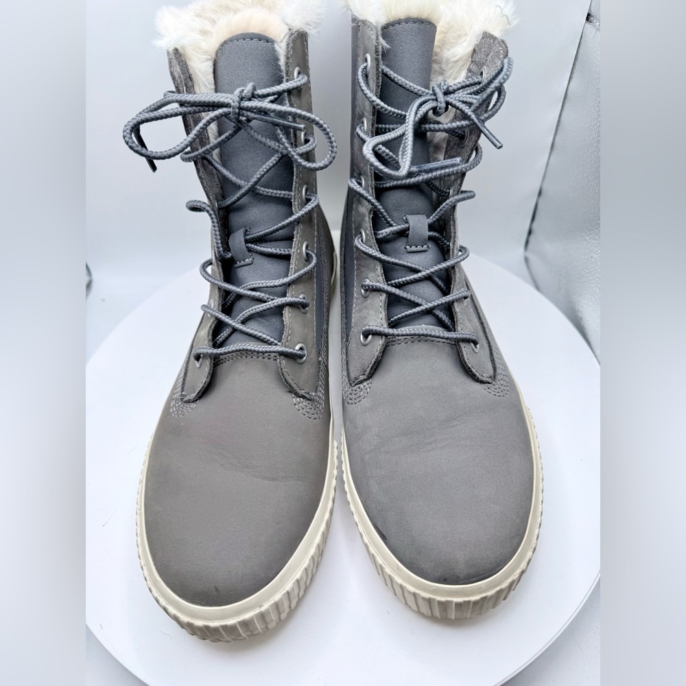 Timberland Gray Faux Fur Lined Winter‎ Boots ReBOTL Women’s Size 9 - Picture 2 of 8